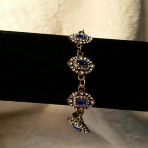 Sapphire colored stone and Rhinestone Bracelet